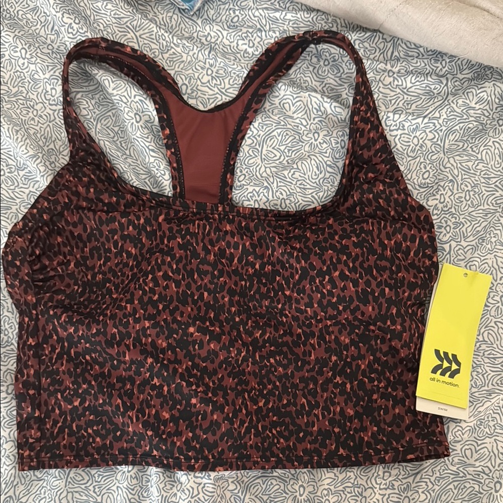 All in Motion Women's Animal Print Sports Bra - Black and Brown
